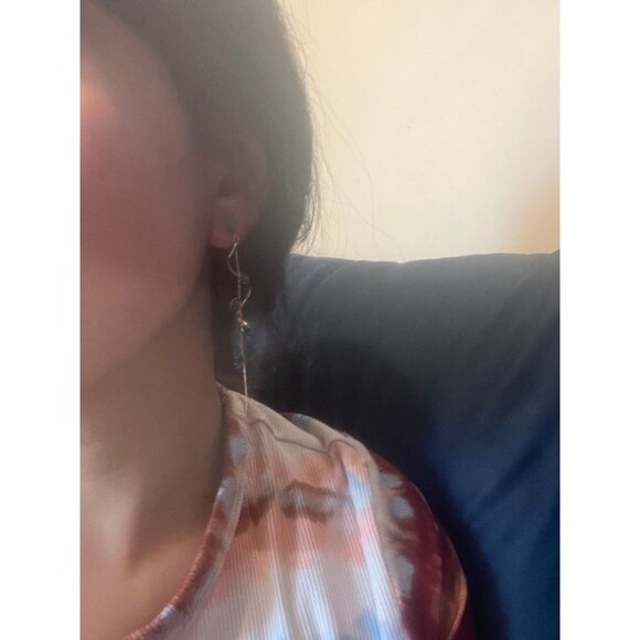 navy blue earrings gold chandelier, dark blue wedding crystal  blue earrings - Picture 7 of 8